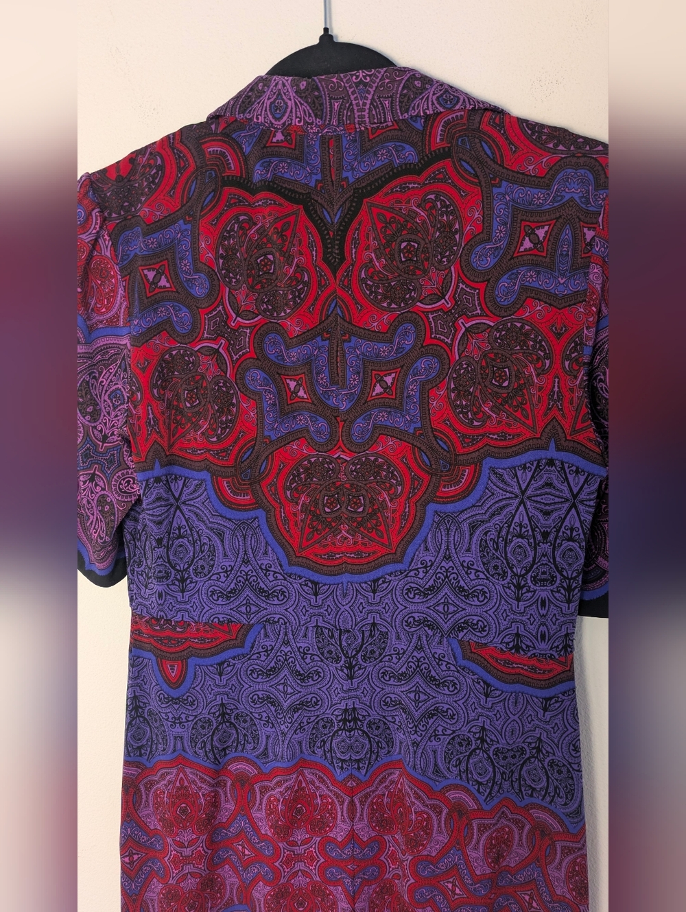 Laundry Paisley Fully Lined Short Sleeved Stretchy Mini Dress Cherry Sz S P EUC - Picture 7 of 11